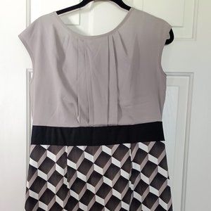 ABstudio Gray/Black Short Sleeved Shirt Sheath Dress with Back Zipper / Size 14